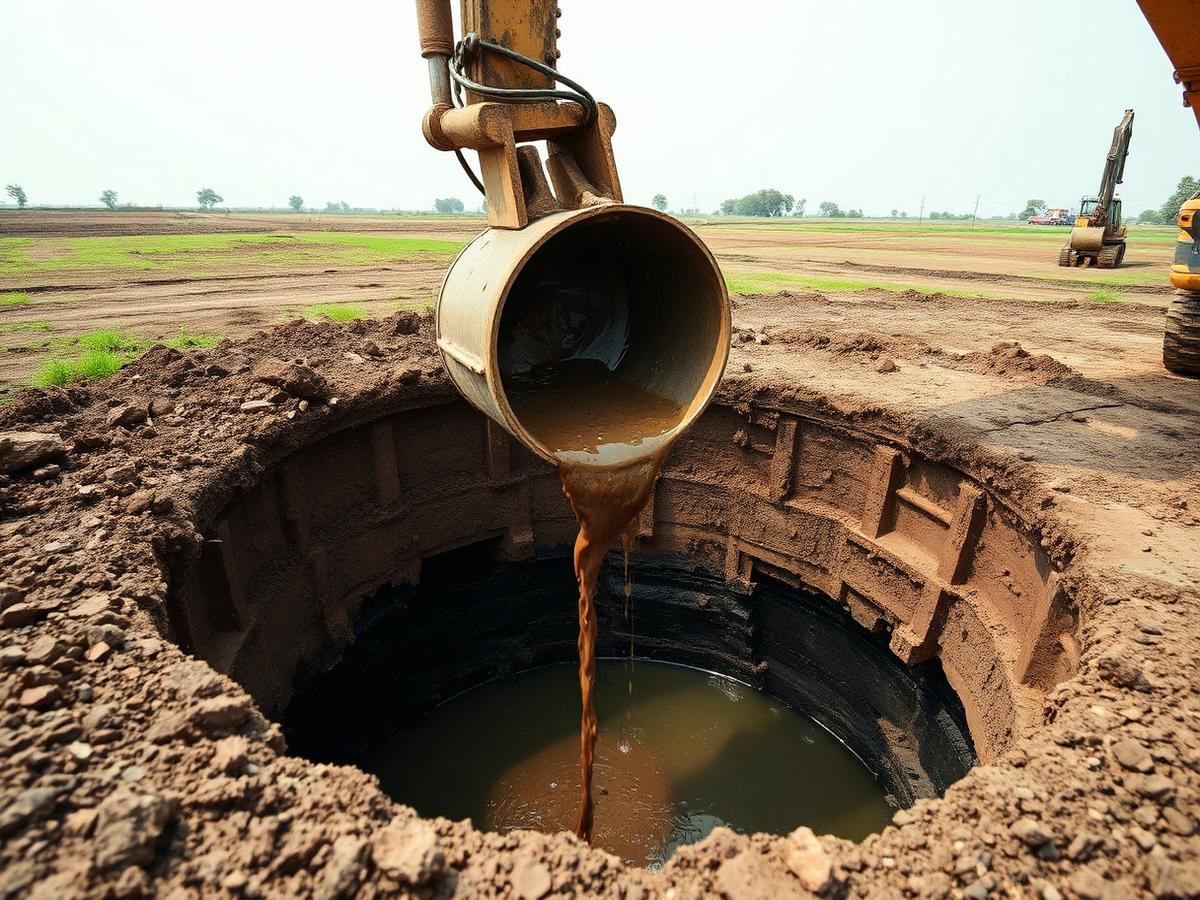 Open well deepening work using heavy machinery